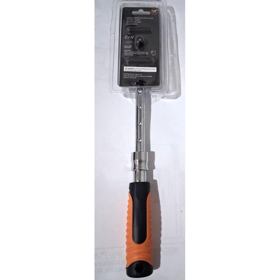 Carraca Extensible Cabeza Flexible 3/8" Iron Mark – Cr-V | 72 Dientes | 9.5"-13.5" | 180° Flex Head | Quick Release | Meets ANSI Standards