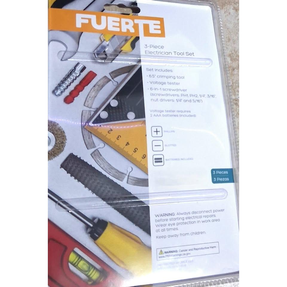 FUERTE 3-Piece Electrician Tool Set – Crimper, Voltage Tester & 6-in-1 Screwdriver