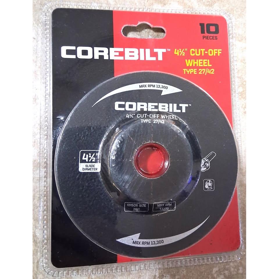 Discos de Corte 4-1/2" Corebilt – Pack 10 Piezas | Tipo 27/42 | Óxido de Aluminio | 1/16" x 7/8" | 13,300 RPM