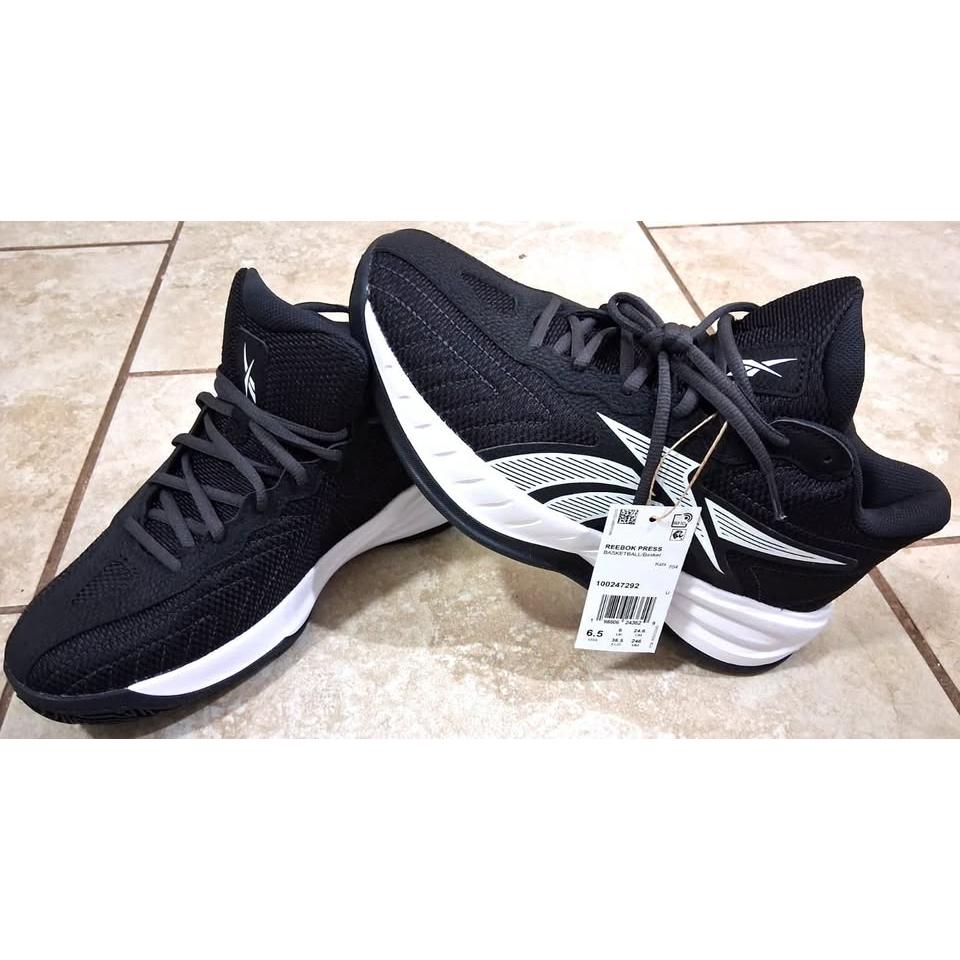 Reebok Press Basketball Kids – Tenis Niños Negro/Blanco – Talla US 6.5