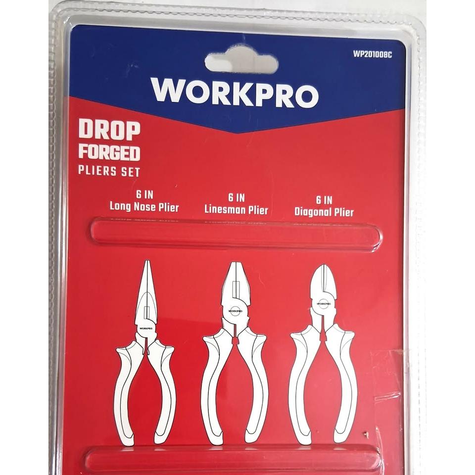 WORKPRO Drop Forged Pliers Set – 3 Pieces, 6" (WP201006C)