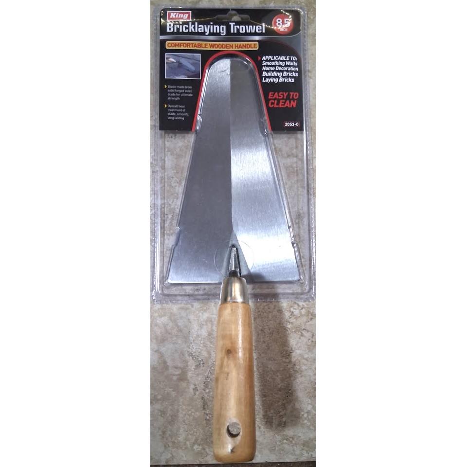 King 8.5" Bricklaying Trowel – Forged Steel, Wooden Handle (2053-0)