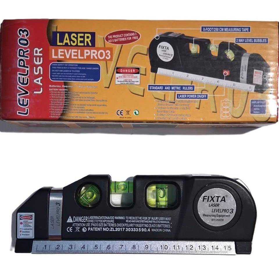 Fixta LevelPro3 Laser Level – 3-in-1 Level, Laser & 8 ft Tape Measure