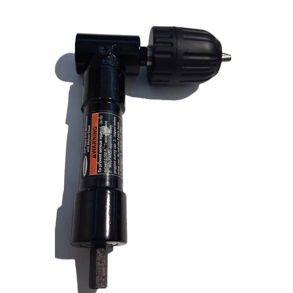 Accesorio Taladro Ángulo Recto 90° 3/8" con Portabrocas Keyless Chuck 6000 RPM Negro