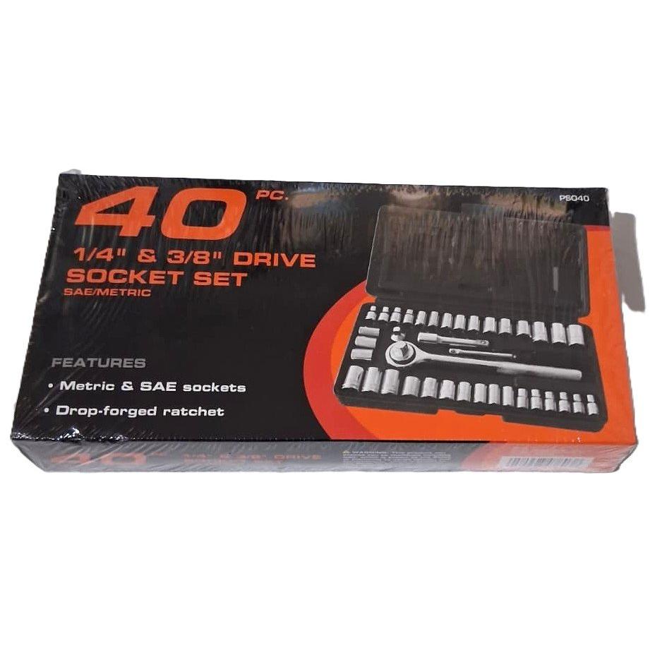 40-Piece 1/4" & 3/8" Drive Socket Set – SAE/Metric (PS040)