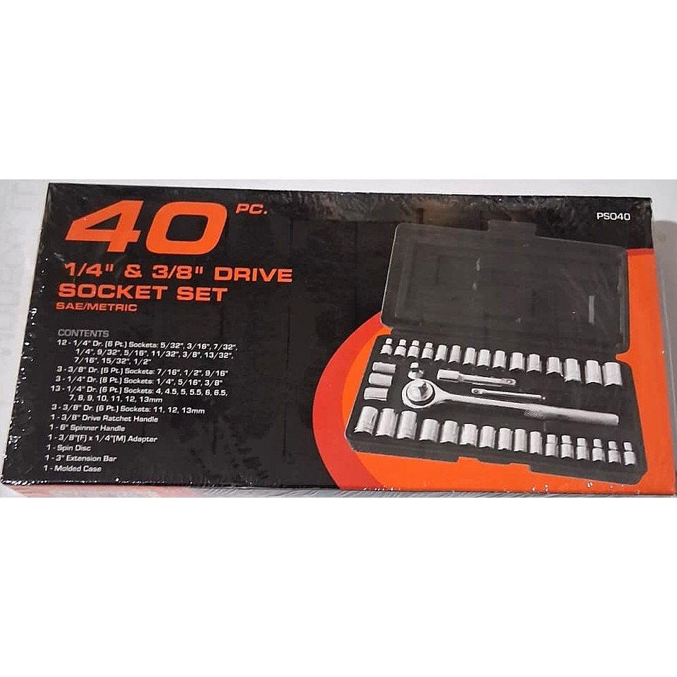 40-Piece 1/4" & 3/8" Drive Socket Set – SAE/Metric (PS040)
