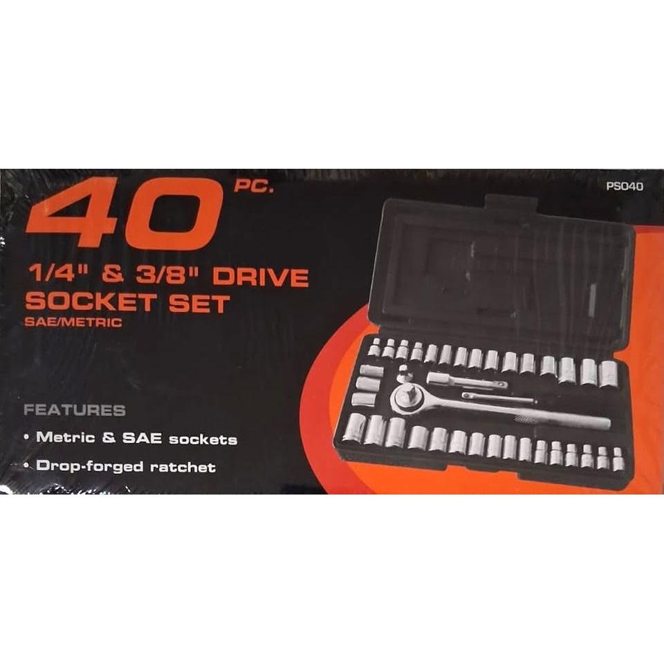 40-Piece 1/4" & 3/8" Drive Socket Set – SAE/Metric (PS040)