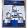Superior 3-Pack Long Shackle Laminated Padlocks – Keyed Alike (6 Keys)