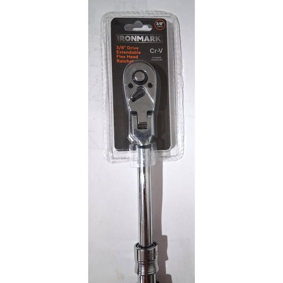 Carraca Extensible Cabeza Flexible 3/8" Iron Mark – Cr-V | 72 Dientes | 9.5"-13.5" | 180° Flex Head | Quick Release | Meets ANSI Standards