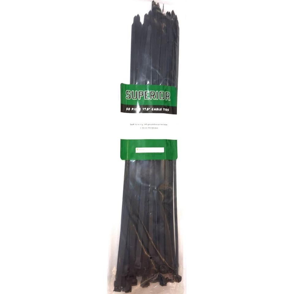 SUPERIOR 50 Piezas Bridas Eléctricas 17.5" XL Self-Locking 120 lb 1.3mm Negro UV Resistant