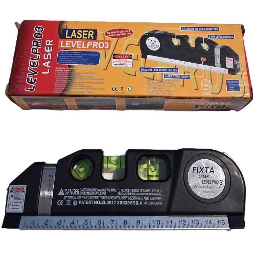 Fixta LevelPro3 Laser Level – 3-in-1 Level, Laser & 8 ft Tape Measure