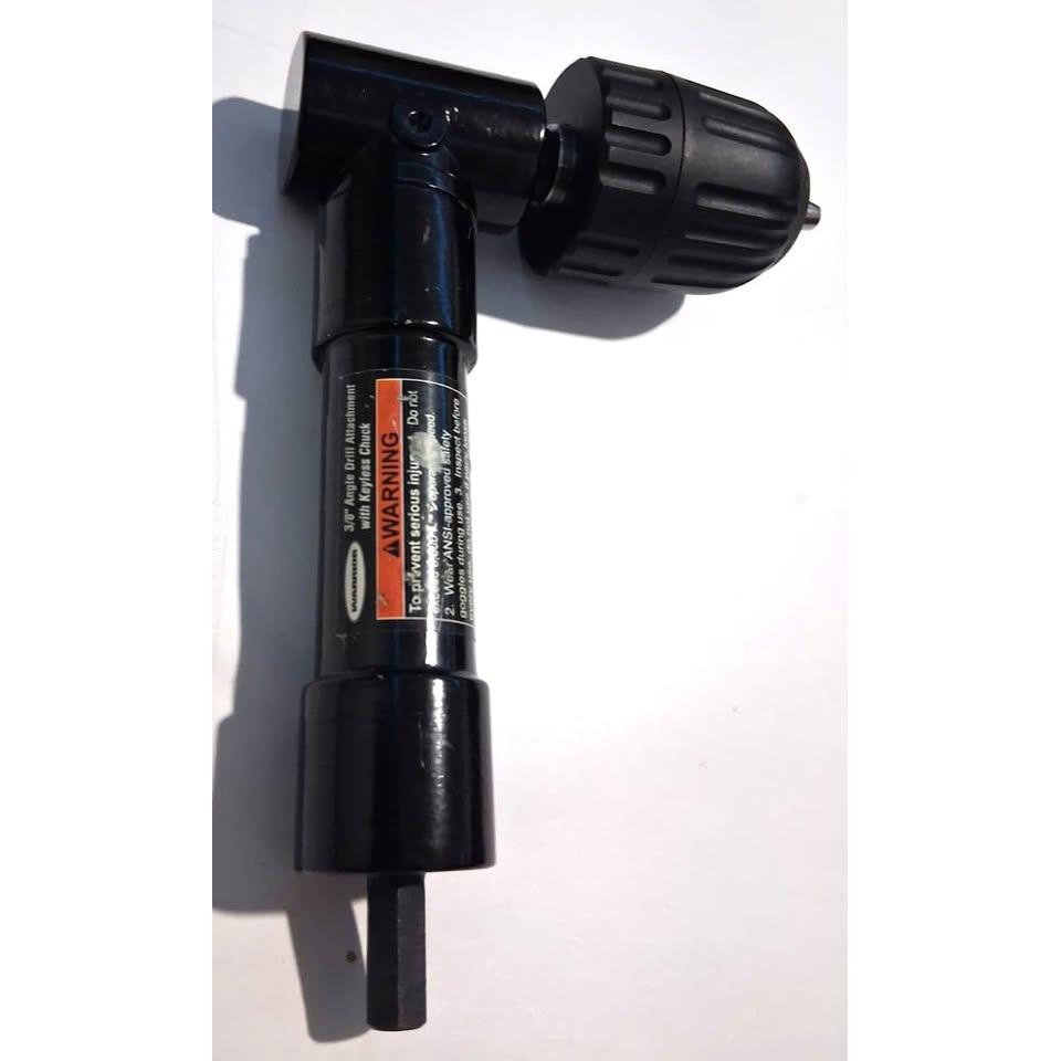 Accesorio Taladro Ángulo Recto 90° 3/8" con Portabrocas Keyless Chuck 6000 RPM Negro