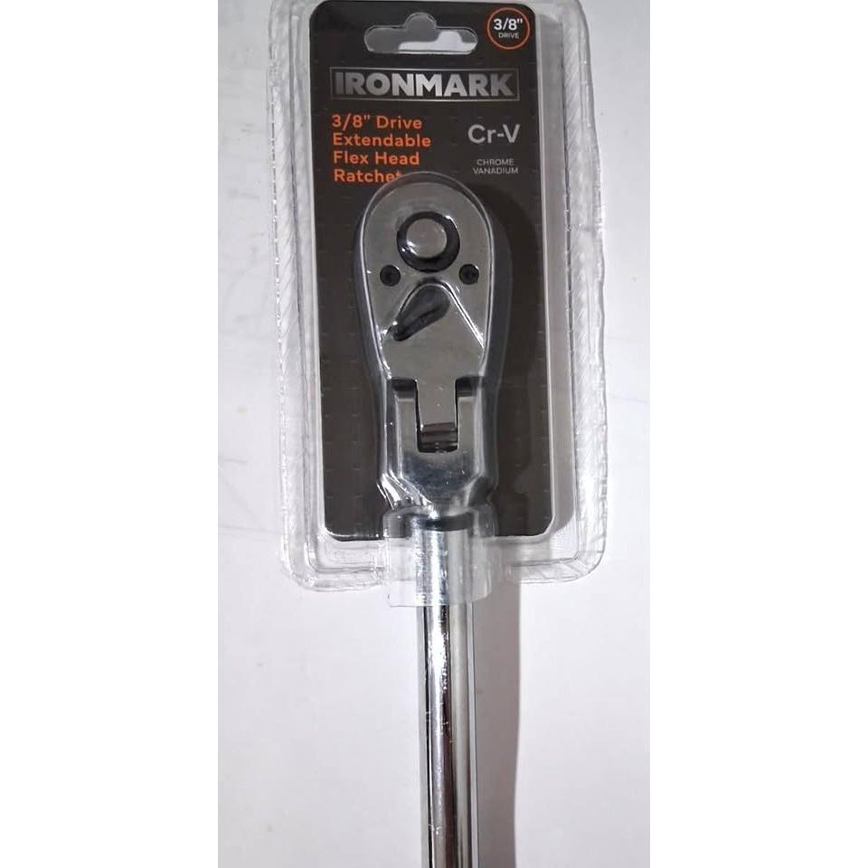 Carraca Extensible Cabeza Flexible 3/8" Iron Mark – Cr-V | 72 Dientes | 9.5"-13.5" | 180° Flex Head | Quick Release | Meets ANSI Standards