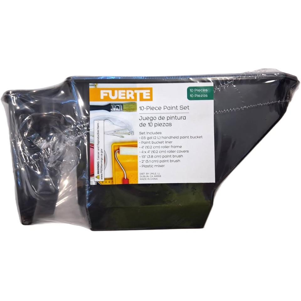 FUERTE Juego de Pintura 10 Piezas Cubeta Handheld 0.5 gal Rodillos 4" Brochas y Mezclador