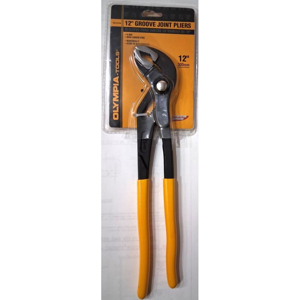 Olympia Tools 12" Groove Joint Pliers – V-Jaw, High Carbon Steel