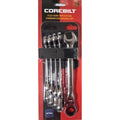 Set 5 Llaves Combinadas Ratchet Flex-Head Métrico Corebilt – 10-15mm | 72 Dientes | 12 Puntas Negro Oxidado | Acero Carbono Cromado | Meets ANSI