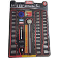 Set 40 Piezas Dados 1/4" y 3/8" Drive King – SAE y Métrico | Cromo Pulido Espejo | 6 y 8 Puntas