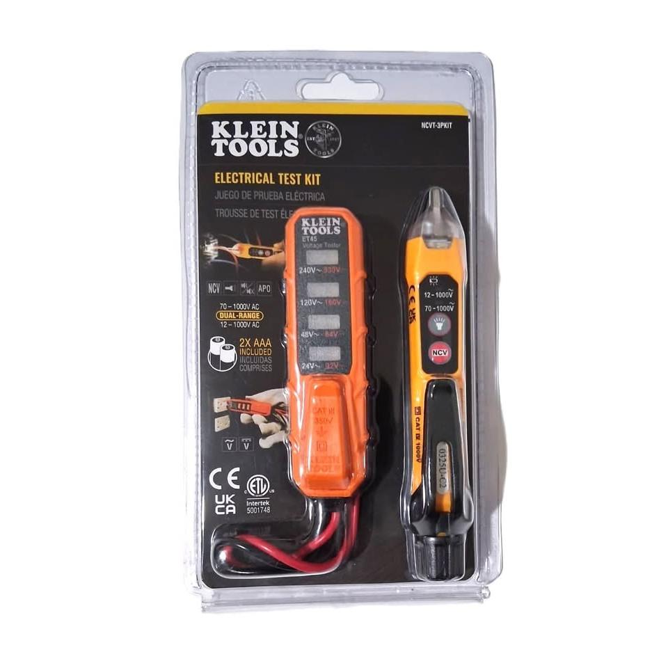 Klein Tools Electrical Test Kit – NCVT-3P Voltage Tester + ET45 Dual-Range (NCVT-3PKIT)
