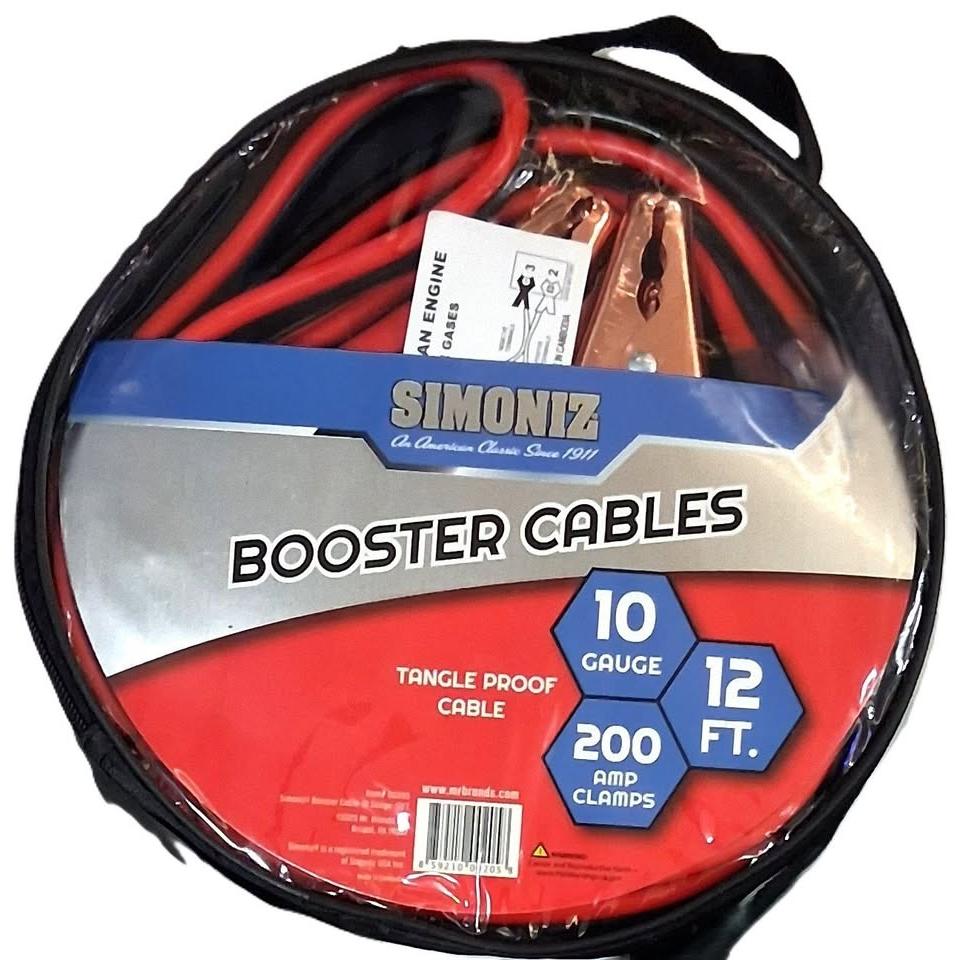 Simoniz Cables de Arranque 10 AWG 12 ft 200 Amp — Tangle-Proof con Bolsa
