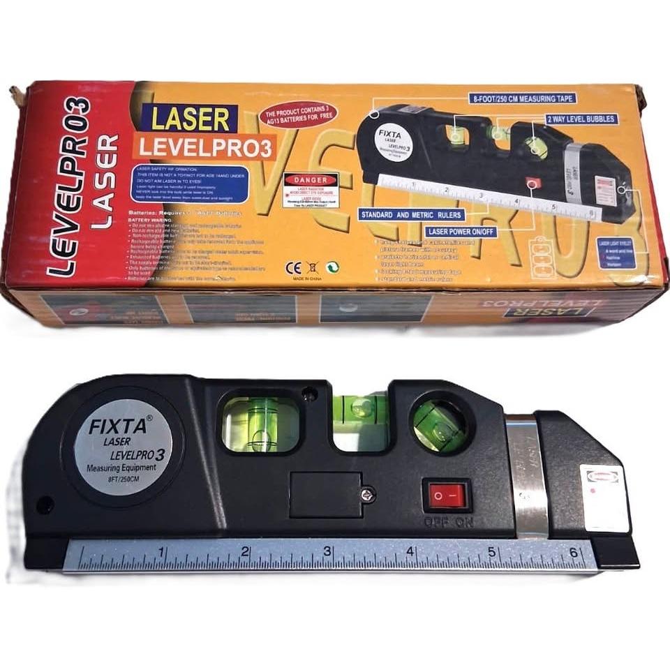 Fixta LevelPro3 Laser Level – 3-in-1 Level, Laser & 8 ft Tape Measure