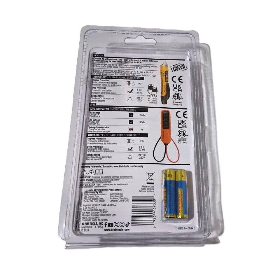 Klein Tools Electrical Test Kit – NCVT-3P Voltage Tester + ET45 Dual-Range (NCVT-3PKIT)