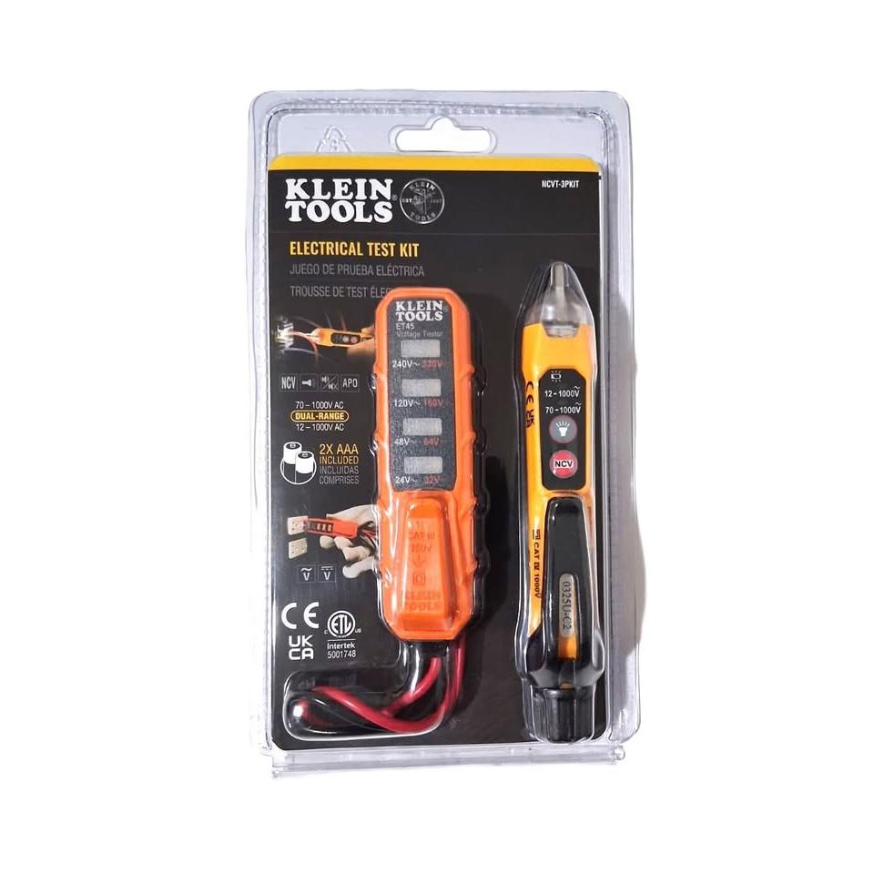 Klein Tools Electrical Test Kit – NCVT-3P Voltage Tester + ET45 Dual-Range (NCVT-3PKIT)
