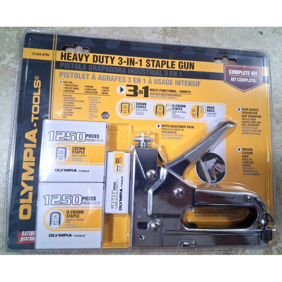 Olympia Tools Heavy Duty 3-in-1 Staple Gun – Complete Kit (75-034-0796)