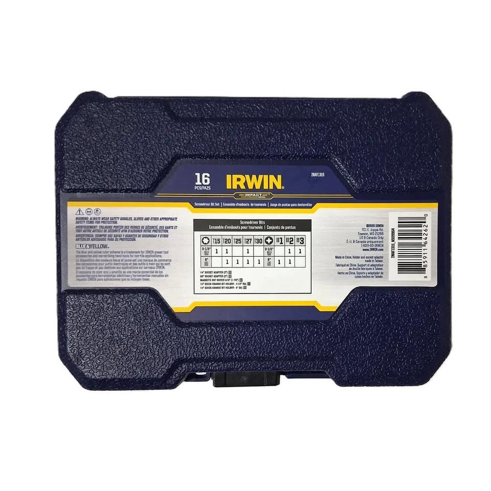 IRWIN IMPACT Screwdriver Bit Set – 16 Pieces (IWAF1316)