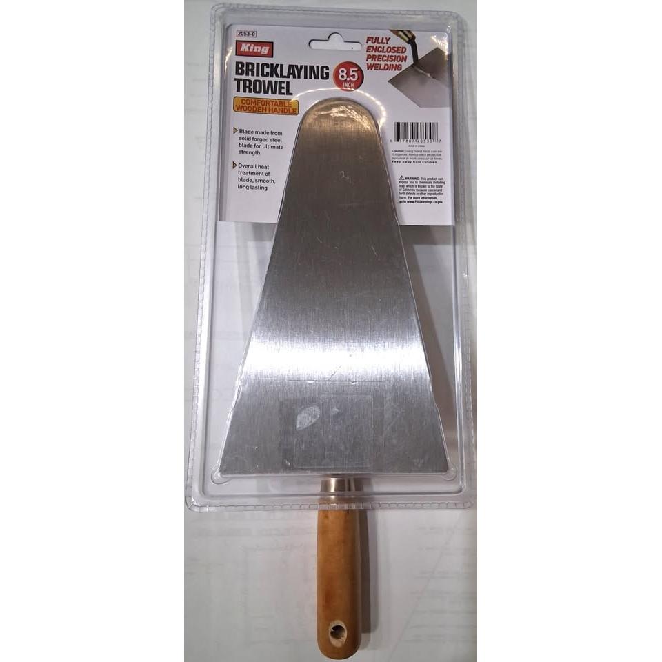 King 8.5" Bricklaying Trowel – Forged Steel, Wooden Handle (2053-0)