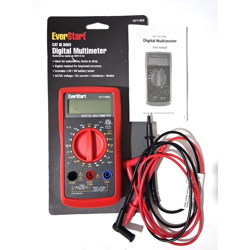 EverStart Digital Multimeter – CAT III 300V, AC/DC Voltage, Resistance & Diode Test (10711WDI)