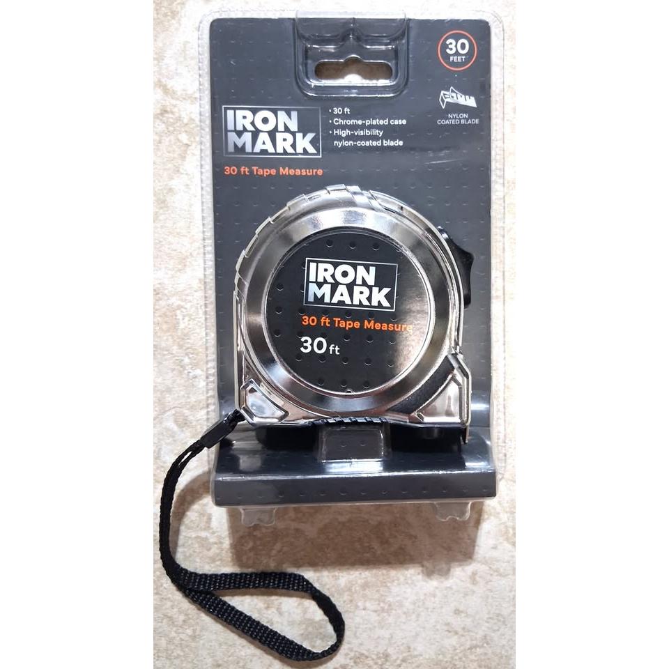 Iron Mark 30 ft Tape Measure – Chrome-Plated Case, Nylon-Coated Blade