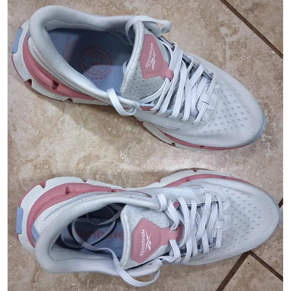 Reebok Zig Dynamica 5 – Tenis Running Mujer Blanco/Rosa/Azul Lavanda – Talla US 9.5
