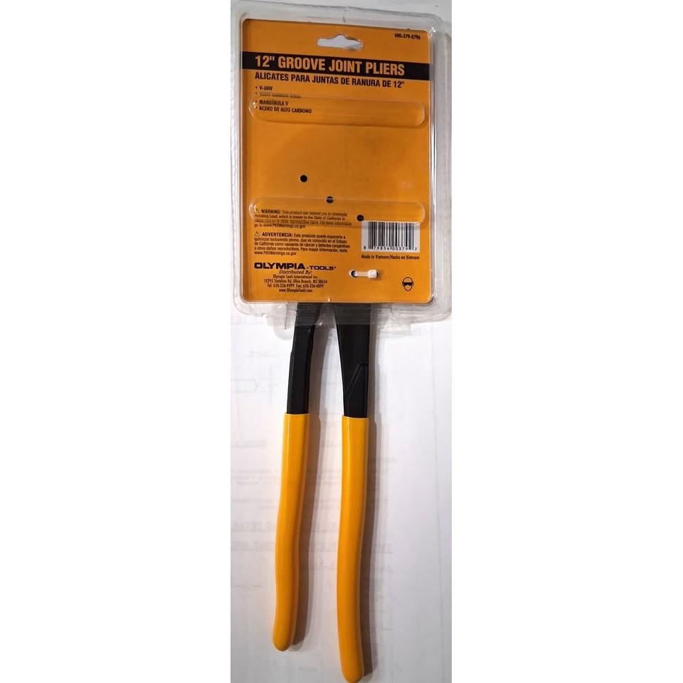 Olympia Tools 12" Groove Joint Pliers – V-Jaw, High Carbon Steel