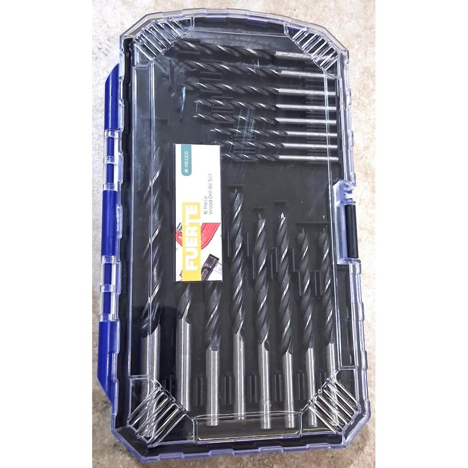 Set 16 Brocas para Madera Fuerte – Tallas Imperiales 1/8"-3/8" | Estuche Azul Rígido | Carpintería y Bricolaje