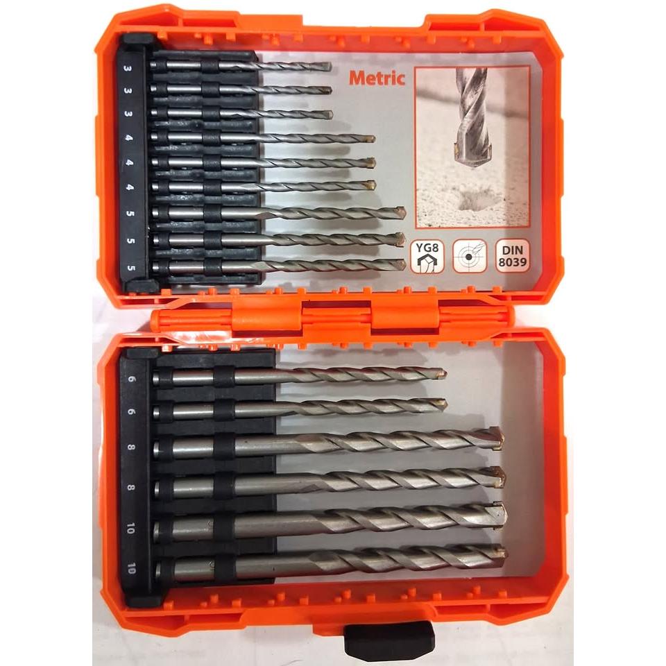 Set 15 Barrenas para Concreto Tactix – Tungsteno TCT Métrico | Estuche Incluido | HM TCT DIN 8039
