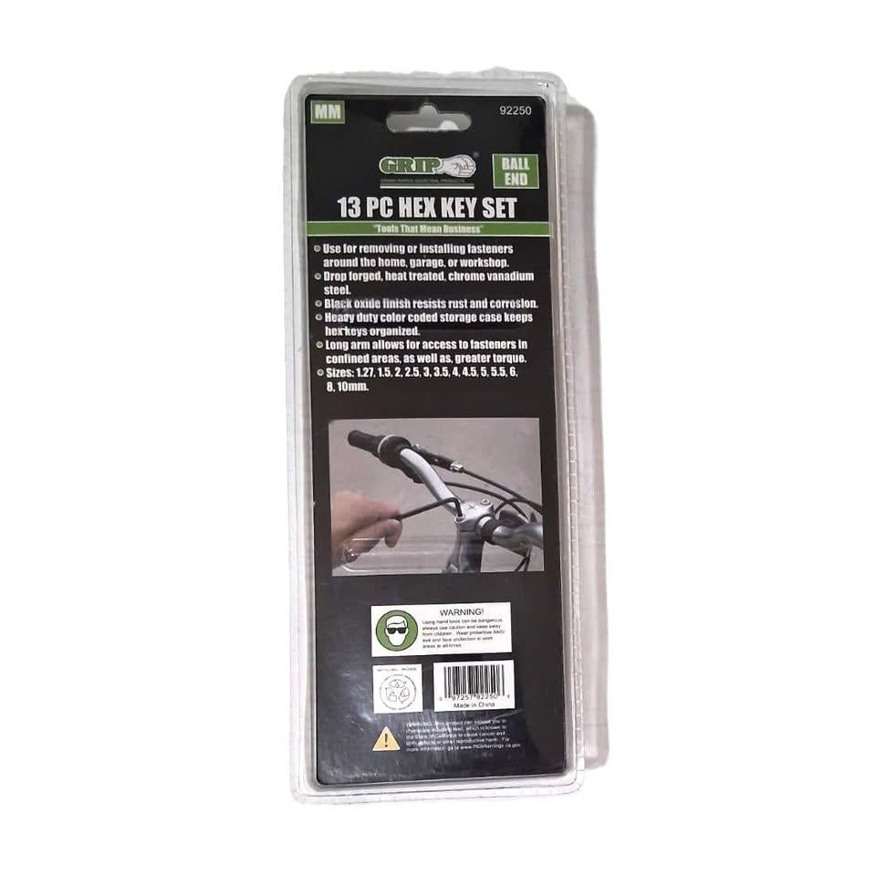 GRIP Set 13 Llaves Allen Hex Key Métrico Ball End Black Oxide 1.27mm a 10mm