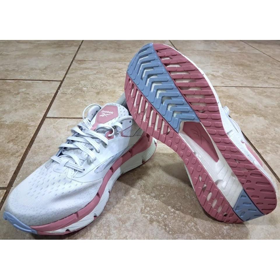 Reebok Zig Dynamica 5 – Tenis Running Mujer Blanco/Rosa/Azul Lavanda – Talla US 9.5