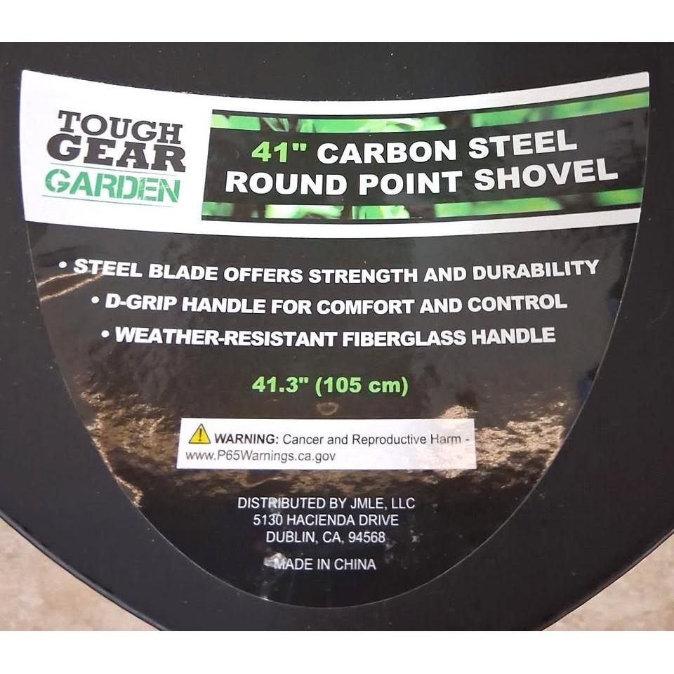 Tough Gear Garden 41" Carbon Steel Round Point Shovel – Fiberglass D-Handle