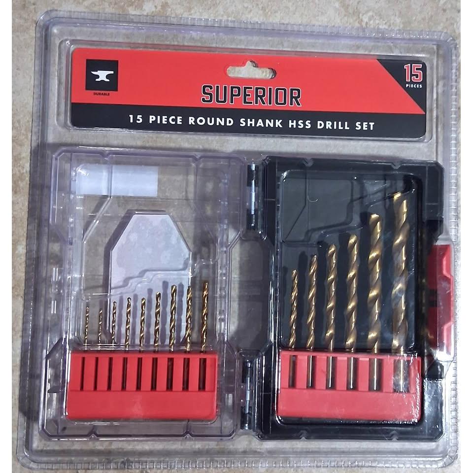 Set 15 Brocas HSS Vástago Redondo Superior – Madera, Metal y Plástico | Punta 135° | Estuche Incluido