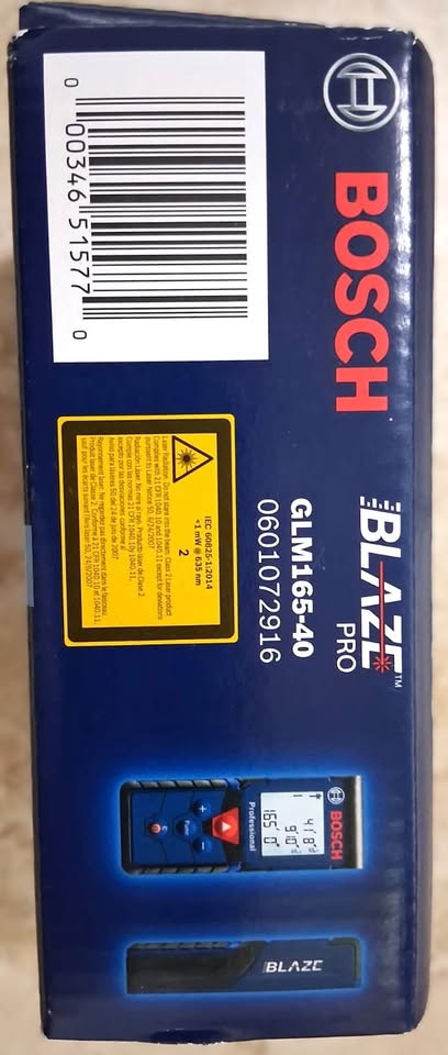 Bosch BLAZE Pro GLM165-40 Laser Measure – 165 ft, Backlit Display, IP54