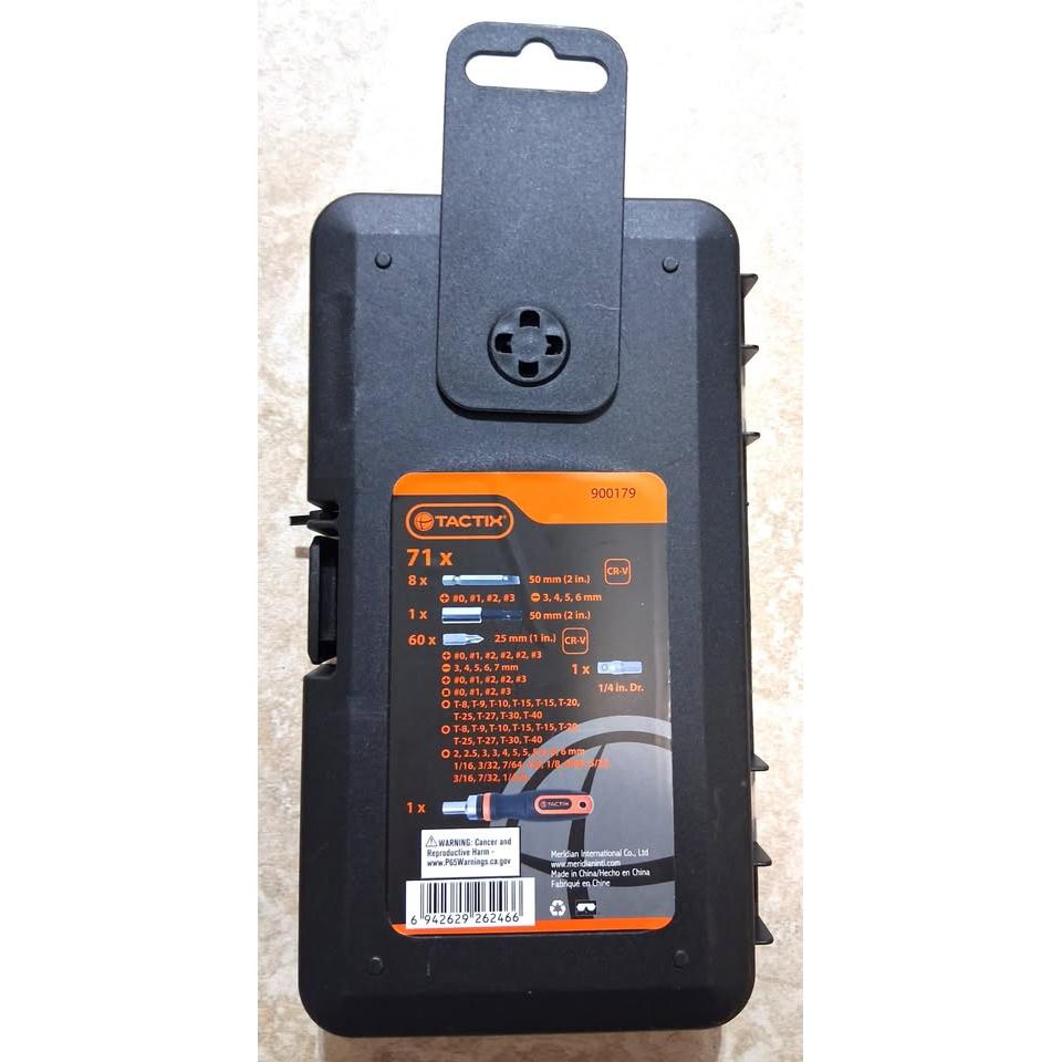 TACTIX Set 71 Piezas Destornillador Ratchet con Puntas Cr-V Phillips Torx Hex Slotted