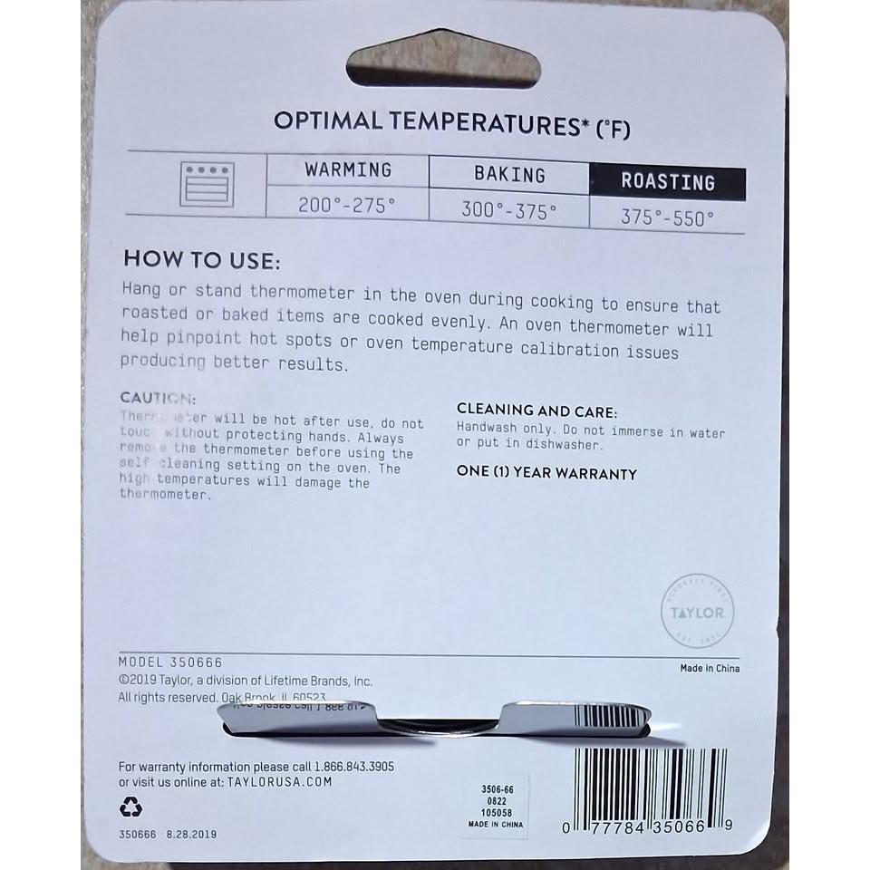 Salter Stainless Steel Oven Thermometer – Oven Safe, NSF (350666)