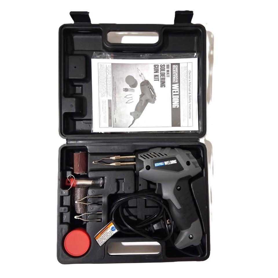 Chicago Electric 100 Watt Soldering Gun Kit – with Case & Accessories