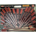 KING Set 20 Destornilladores Vapor Blasted Magnetized Tips Acero Carbono Cromado Slotted Phillips