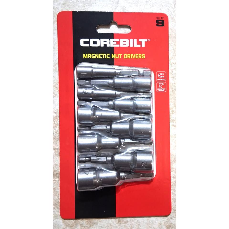COREBILT Set 9 Puntas Magnéticas Nut Driver para Taladro Magnetic Nut Drivers