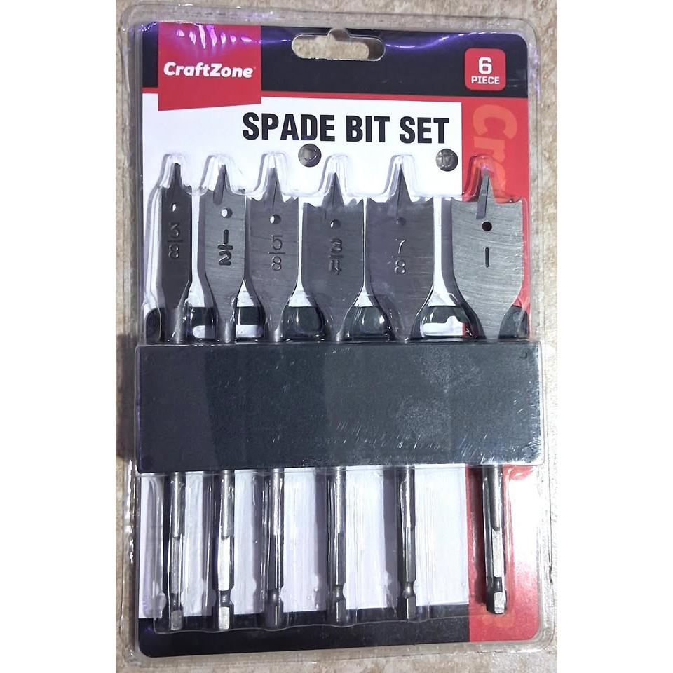 Set 6 Brocas Pala (Spade Bit) CraftZone – 3/8" a 1" | Vástago Hexagonal | Madera, Plástico y Contrachapado | Perforaciones Limpias