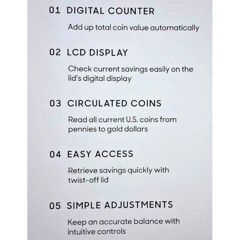 Sharper Image Digital Coin Jar – Automatic Counting Money Jar with LCD