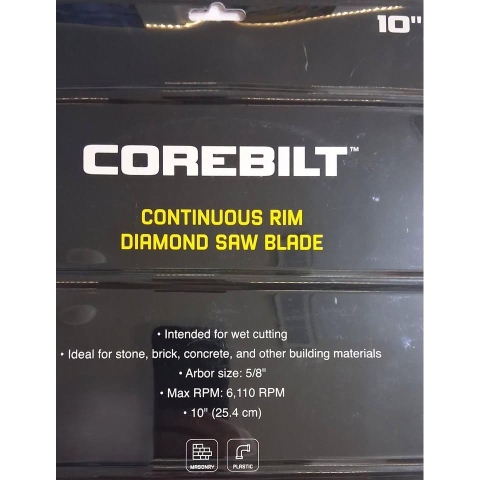 Disco Diamante Continuo 10" (25.4cm) Corebilt – Corte Húmedo | Árbol 5/8" | 6,110 RPM | Mampostería y Plástico
