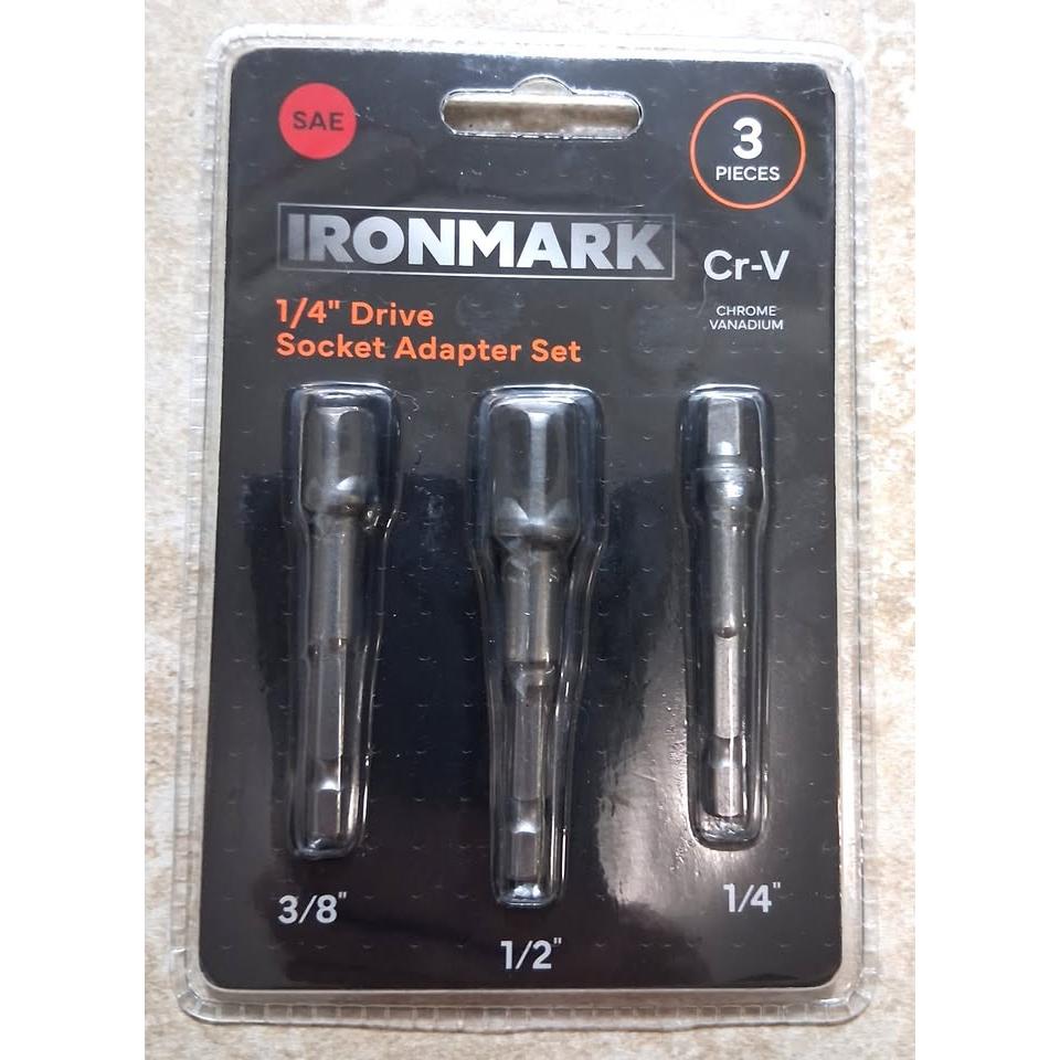 Ironmark 3-Piece Socket Adapter Set – 1/4", 3/8" & 1/2" (Cr-V)