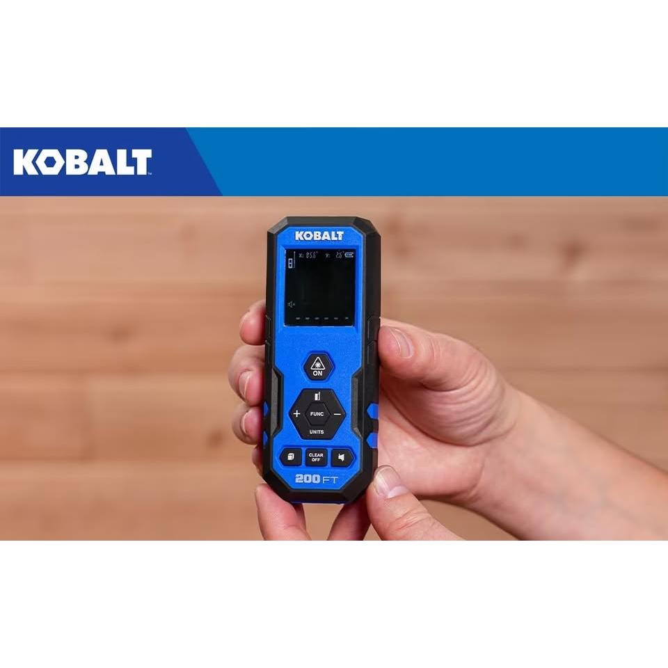Kobalt 200 ft Rechargeable Laser Distance Measurer – 9 Modes, Backlit Display (5413035)